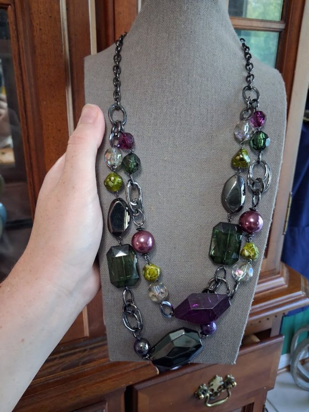 22 inch Double Stranded Ruby Rd beaded necklace
